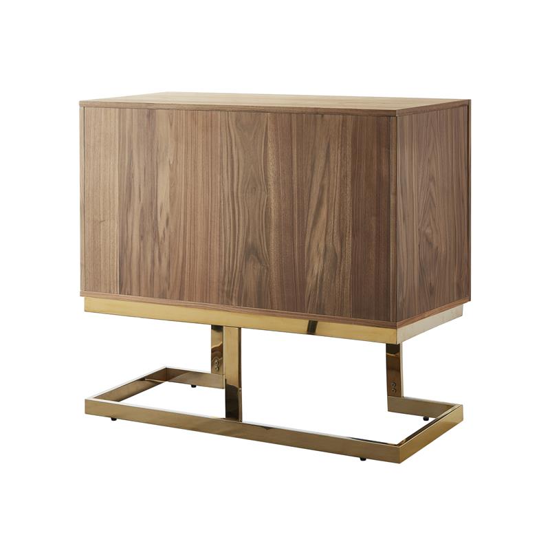Posh Living Maleia 2-Doors Oak Veneer Wood Accent Chest in Walnut/Gold