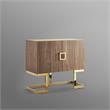 Posh Living Maleia 2-Doors Oak Veneer Wood Accent Chest in Walnut/Gold