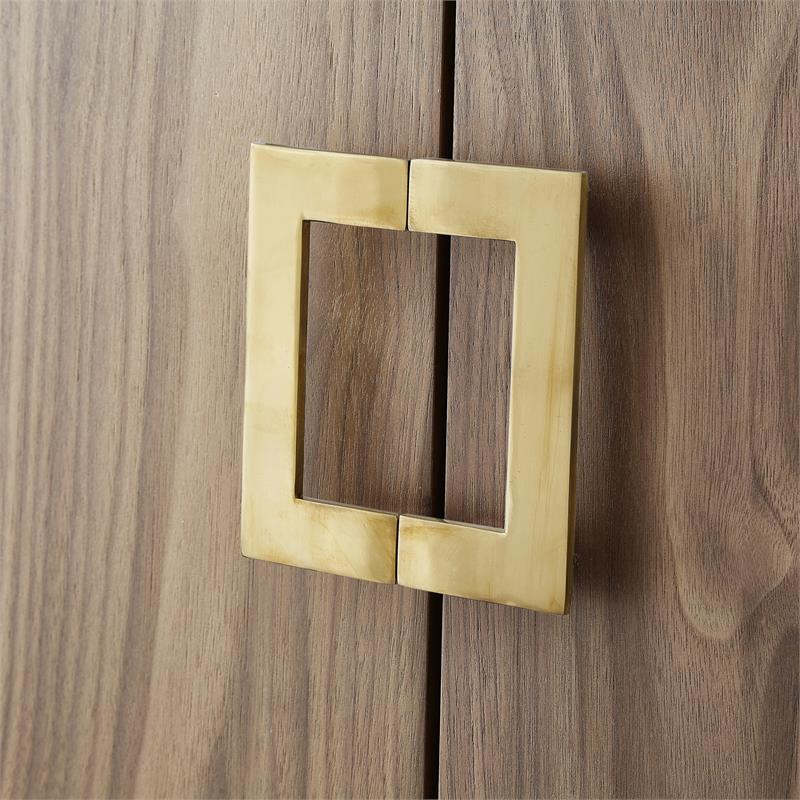 Posh Living Maleia 2-Doors Oak Veneer Wood Accent Chest in Walnut/Gold