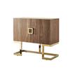 Posh Living Maleia 2-Doors Oak Veneer Wood Accent Chest in Walnut/Gold
