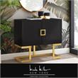 Posh Living Maleia 2-Doors Oak Veneer Wood Accent Chest in Black/Gold