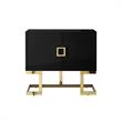 Posh Living Maleia 2-Doors Oak Veneer Wood Accent Chest in Black/Gold
