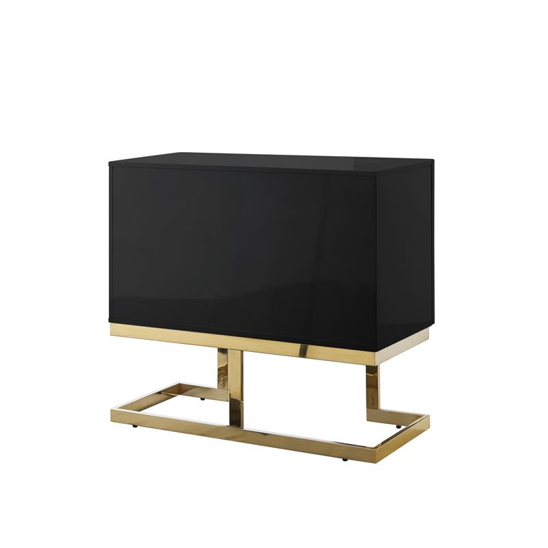 Posh Living Maleia 2-Doors Oak Veneer Wood Accent Chest in Black/Gold