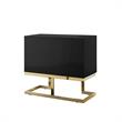 Posh Living Maleia 2-Doors Oak Veneer Wood Accent Chest in Black/Gold