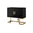 Posh Living Maleia 2-Doors Oak Veneer Wood Accent Chest in Black/Gold