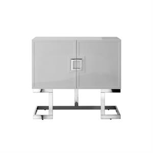 Posh Living Maleia 2-Doors Oak Veneer Wood Accent Chest in Light Gray/Chrome