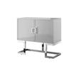 Posh Living Maleia 2-Doors Oak Veneer Wood Accent Chest in Light Gray/Chrome