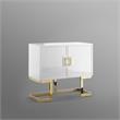 Posh Living Maleia 2-Doors Oak Veneer Wood Accent Chest in White/Gold