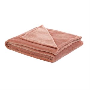 Posh Percival 60&quotx70&quot Chevron Reversible Flannel Jacquard Throw in Blush Pink