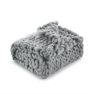 Posh Living Beliz 40&quotx60&quot Chunky Knitted Fabric Super Soft Throw in Light Gray