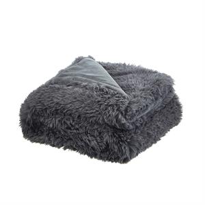 Posh Living Yves 50&quotx60&quot Faux Lamb Fur Super Soft Fabric Throw in Gray