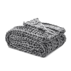 Posh Living Sinclair 40&quotx60&quot Channel Knit Super Soft Fabic Throw in Light Gray