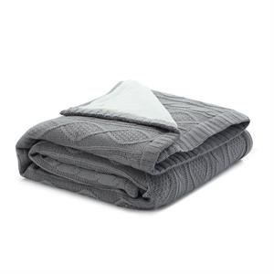 Posh Living Sacha 50&quotx60&quot Cable Knit Super Soft Fabric Throw in Light Gray