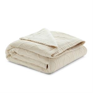 Posh Living Sacha 50&quotx60&quot Cable Knit Super Soft Fabric Throw in Cream/White