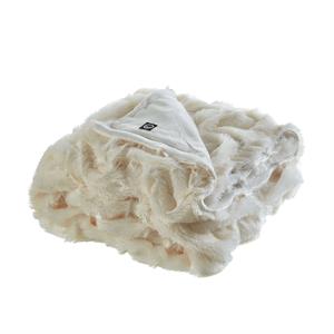 Posh Living Tristin 50&quotx60&quot Stitched Faux Fur Soft Fabric Throw in Cream/White