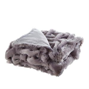 Posh Living Tristin 50&quotx60&quot Stitched Faux Fur Soft Fabric Throw in Lavander