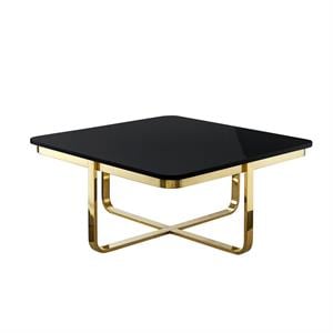 Posh Living Kaloni Modern Stainless Steel Base Coffee Table in Black/Gold