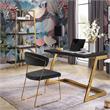 Posh Living Aluna Modern Stainless Steel Base Writing Desk in Black/Gold
