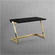 Posh Living Aluna Modern Stainless Steel Base Writing Desk in Black/Gold