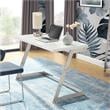 Posh Living Aluna Modern Stainless Steel Base Writing Desk in White/Chrome