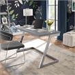 Posh Living Aluna Modern Stainless Steel Base Writing Desk in Light Gray/Chrome