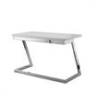 Posh Living Aluna Modern Stainless Steel Base Writing Desk in Light Gray/Chrome