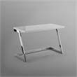 Posh Living Aluna Modern Stainless Steel Base Writing Desk in Light Gray/Chrome