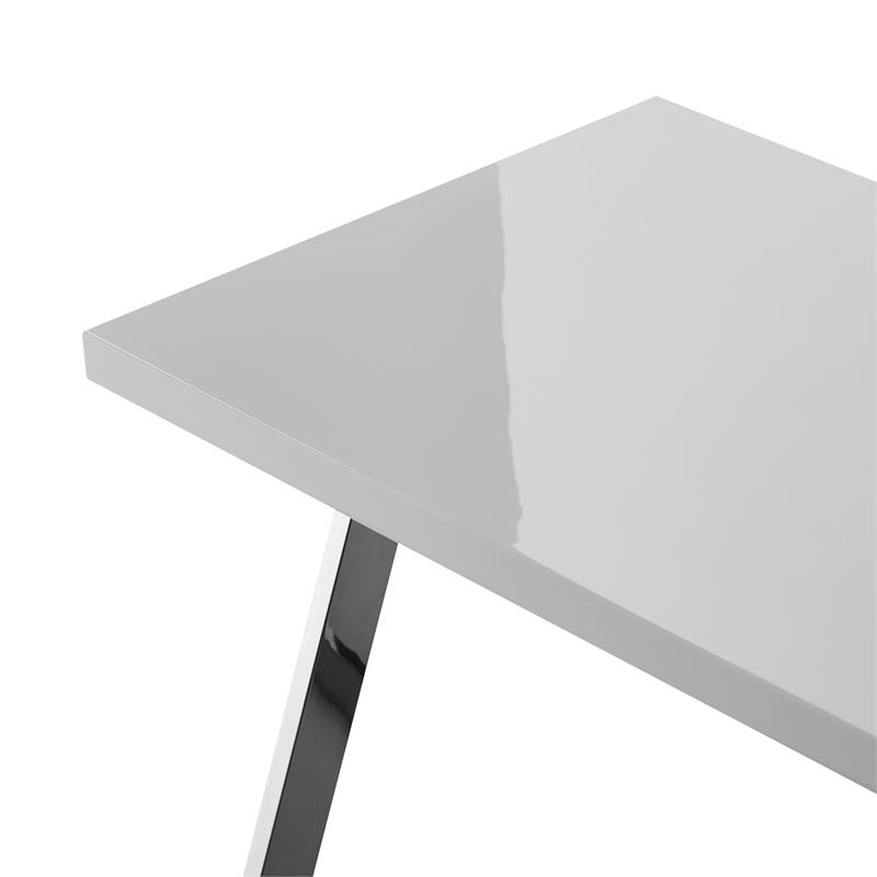 Posh Living Aluna Modern Stainless Steel Base Writing Desk in Light Gray/Chrome