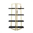 Posh Living Aluna 4-Shelf Stainless Steel Frame Bookcase in Black/Gold