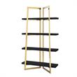 Posh Living Aluna 4-Shelf Stainless Steel Frame Bookcase in Black/Gold