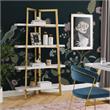 Posh Living Aluna 4-Shelf Stainless Steel Frame Bookcase in White/Gold