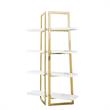 Posh Living Aluna 4-Shelf Stainless Steel Frame Bookcase in White/Gold