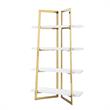 Posh Living Aluna 4-Shelf Stainless Steel Frame Bookcase in White/Gold