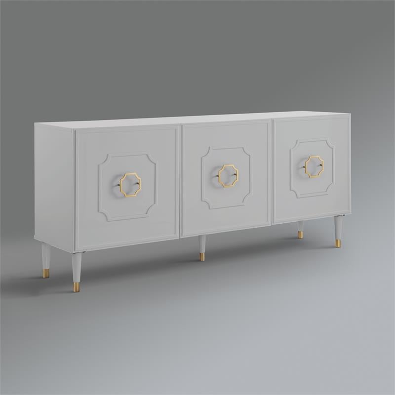 Inspired Home Keao 3 Doors Sideboard Buffet in Light Gray