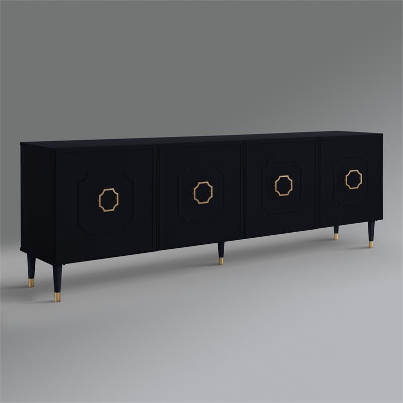 Inspired Home Keao 4 Doors Sideboard Buffet in Black