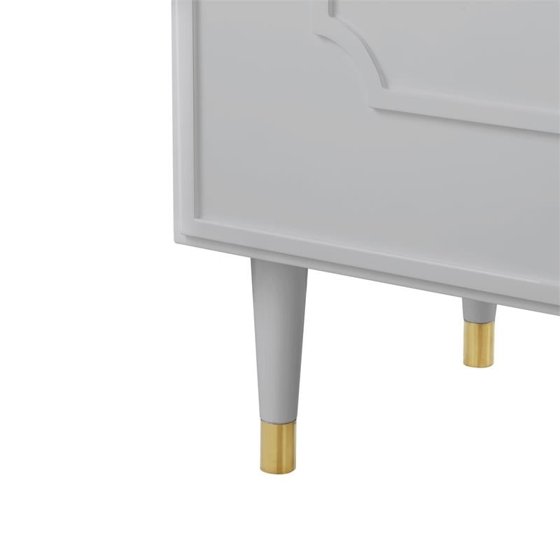 Inspired Home Keao 4 Doors Sideboard Buffet in Light Gray