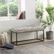 Joaquin Rectangular Bench Cream White Velvet  Upholstered Hand Woven