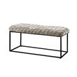 Joaquin Rectangular Bench Cream White Velvet  Upholstered Hand Woven