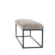 Joaquin Rectangular Bench Cream White Velvet  Upholstered Hand Woven