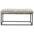 Joaquin Rectangular Bench Cream White Velvet  Upholstered Hand Woven