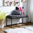 Joaquin Rectangular Bench Gray Velvet  Upholstered Hand Woven