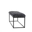 Joaquin Rectangular Bench Gray Velvet  Upholstered Hand Woven