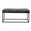 Joaquin Rectangular Bench Gray Velvet  Upholstered Hand Woven