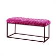 Joaquin Rectangular Bench Fuchsia Pink Velvet  Upholstered Hand Woven