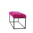 Joaquin Rectangular Bench Fuchsia Pink Velvet  Upholstered Hand Woven