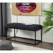 Joaquin Rectangular Bench Black Velvet  Upholstered Hand Woven
