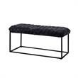 Joaquin Rectangular Bench Black Velvet  Upholstered Hand Woven