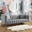 Adalyn Sofa Gray Velvet  Biscuit Tufted Lucite Leg