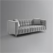 Adalyn Sofa Gray Velvet  Biscuit Tufted Lucite Leg