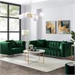 Adalyn Sofa Hunter Green Velvet  Biscuit Tufted Lucite Leg